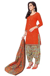 Miraan Elegant Cotton Orange Printed Straight Kurta With Salwar And Dupatta Set For Women-thumb2