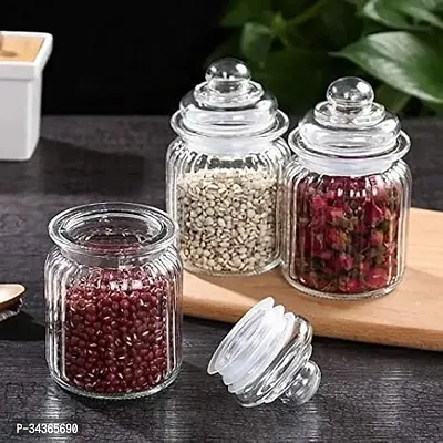 Stylish Glass Container Jar With Lid For Kitchen (730Ml, 3Pc)