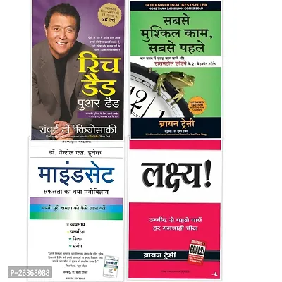 Combo of 4 book set-Lakshya+MindsetRich Dad Poor Dad +Sabse Mushkil Kaam Sabse Pehle -Hindi paperback