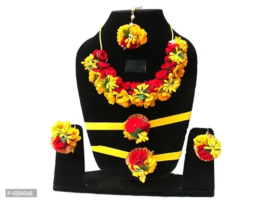 Womens Yellow and Red Color Haldi and Mehendi Function-thumb0
