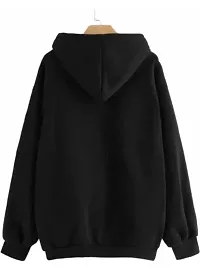 Elegant Black Fleece Printed Hooded Sweatshirts For Women-thumb1