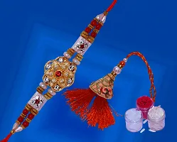 Beautiful Handcrafted Bhaiya Bhabi Rakhis Combo Set-thumb1