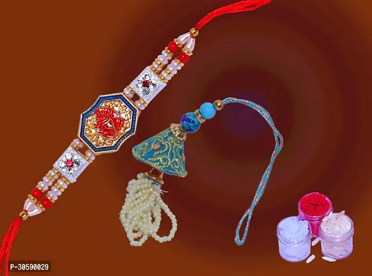 Beautiful Handcrafted Bhaiya Bhabi Rakhis Combo Set-thumb2