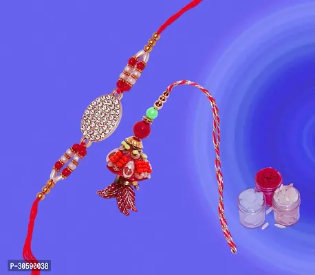 Beautiful Handcrafted Bhaiya Bhabi Rakhis Combo Set-thumb2