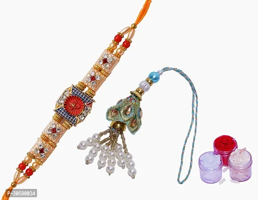 Beautiful Handcrafted Bhaiya Bhabi Rakhis Combo Set