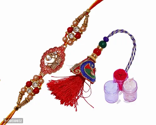 Beautiful Handcrafted Bhaiya Bhabi Rakhis Combo Set