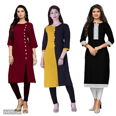 Platinum Creation Women's Cotton Unstitched Kurta (Multiolour, Free Size)-Combo of 3-thumb0