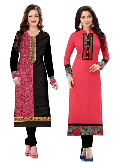 Platinum Creation Women's Semi-Stitched Kurta Pack of 2 (Multicolour, Free Size)-(Semi-Stitched)