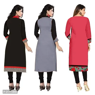 RAMDEV Women's Cotton Straight Kurta (Pack of 3) (Combo Kurti for Girl2_Multi_Free Size)-thumb2