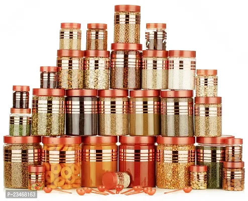 Durable Printed Jar Kitchen Containers Grocery Container Set Of 30 Rose Gold - Kitchen Storage