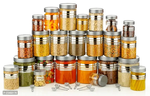 Durable Printed Jar Kitchen Containers Grocery Container Set Of 24 Silver - Kitchen Storage-thumb0