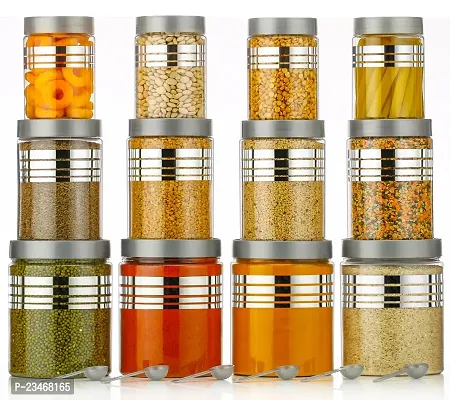 Durable Printed Jar Kitchen Containers Grocery Container Set Of 12 Silver - Kitchen Storage-thumb0