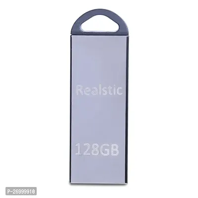 Realstic High Speed 3.0 Usb Metal Pendrive Storage 128 Gb Pen Drive Silver-thumb0