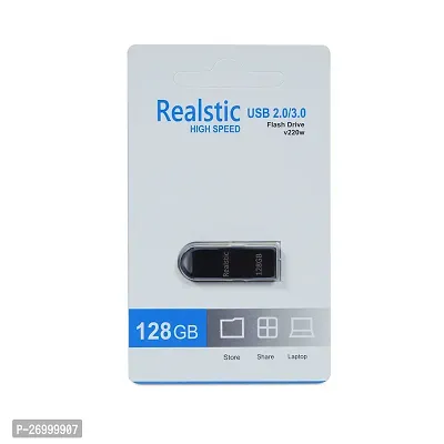 Realstic High Speed 3.0 Usb Metal Pendrive Storage 128 Gb Pen Drive Silver-thumb0