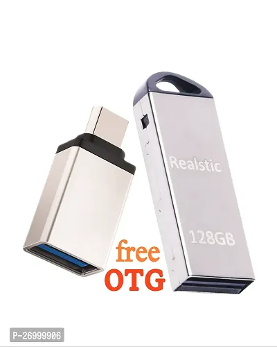 Realstic High Speed 3.0 Usb Metal Pendrive Storage 128 Gb Pen Drive Silver-thumb0