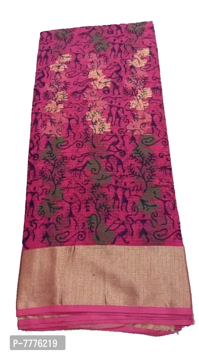Women's Banarasi Kota Doria Saree With Blouse Piece (jp-85471255968_Pink With Multicolor And Golden)-thumb0