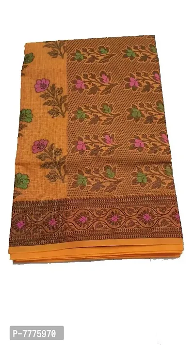 Anny Designer women's kota doria Saree with resham weaving work/heavy pallu & heavy blouse piece (free size)(Bright orange/multicolour)-thumb0