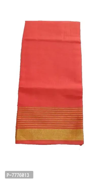 Anny Designer women's kota doria plain cotton saree/girl's sari with blouse piece (free size)(Cinnabar Peach Orange)-thumb0