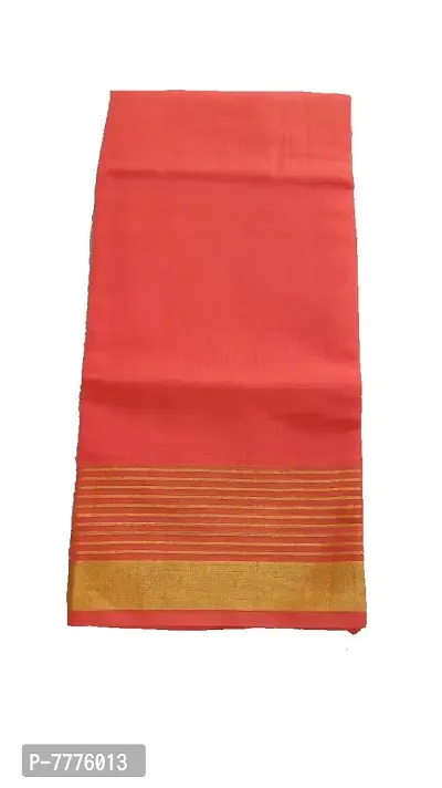 Anny Designer women's kota doria plain cotton saree/girl's sari with blouse piece (free size)(Cinnabar Peach Orange)