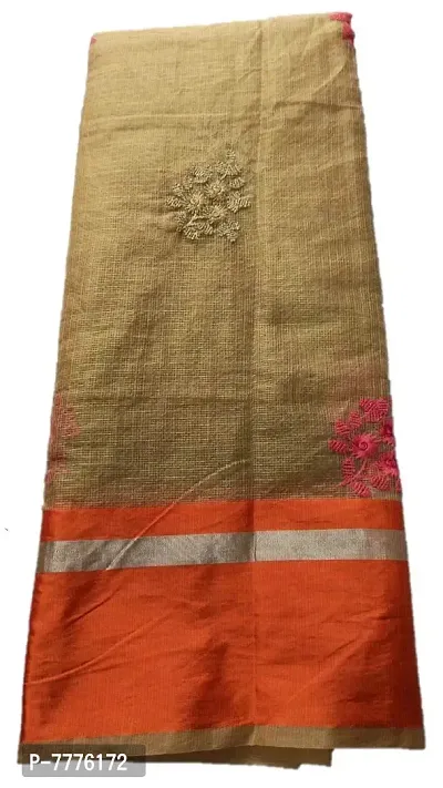 Women's Banarasi Synthetic Saree With Blouse Piece (jp-85471255968_Light Brown With Golden, Pink And Orange)