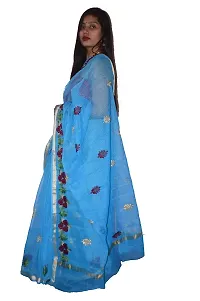 Women's & Girl's Kota Doria Cotton Saree with Blouse Piece (262146621_Blue)-thumb1