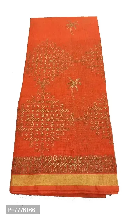 Women's Banarasi Synthetic Saree With Blouse Piece (jp-85471255968_Orange With Golden)