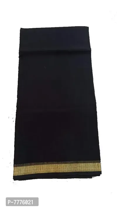 Anny Designer women's kota doria plain cotton saree/girl's sari with blouse piece (free size)(Black)-thumb0