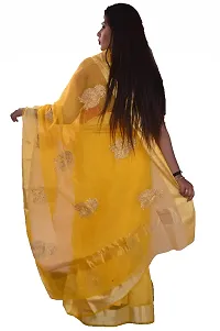 Anny Designer Women's & Girl's Cotton Blend Saree With Running Blouse Piece (Yellow)-thumb3