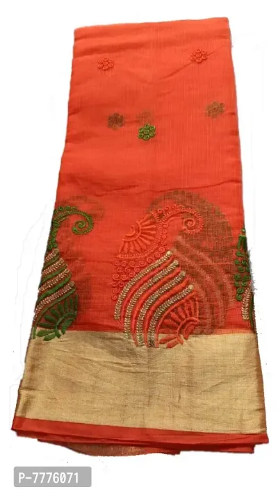 Women's Banarasi Cotton Blend Saree With Blouse Piece (Multicolour)-thumb0