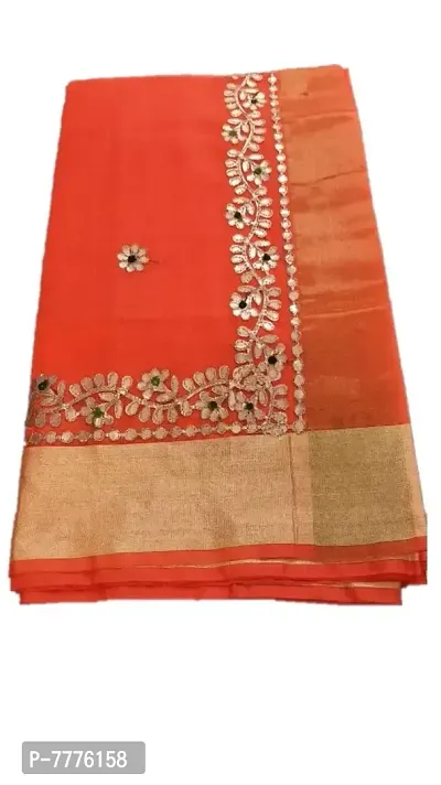 Anny Designer Women's & Girl's Banarasi Synthetic Saree With Unstiched Blouse Piece (jp-85471255968_Orange, Multicolored & Golden)