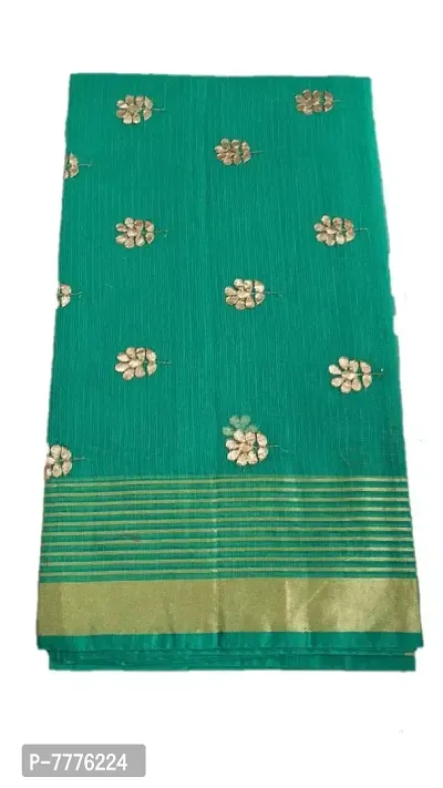 Women's Banarasi Synthetic Saree With Blouse Piece (jp-85471255968_Dark Green, Golden)-thumb0