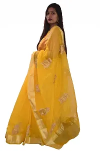 Anny Designer Women's & Girl's Cotton Blend Saree With Running Blouse Piece (Yellow)-thumb1