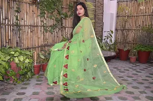 Women's Kota Doria Cotton Blend Saree With Blouse Piece (262146621_Green)-thumb4