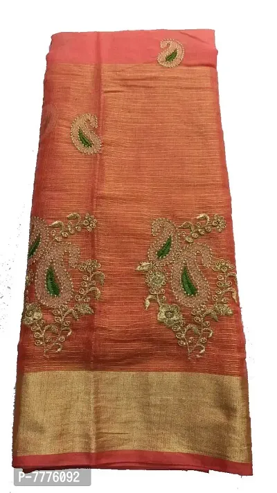 Women's & Girl's Banarasi Synthetic Saree With Blouse Piece (jp-8547114521_Peach Pink & Gold)