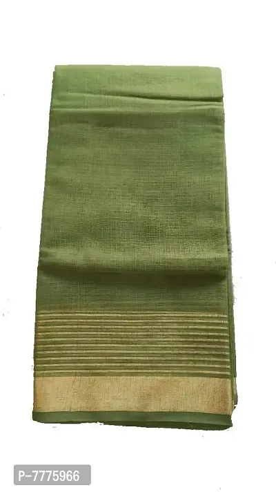 Anny Designer women's kota doria plain cotton saree/girl's sari with blouse piece (free size)(Apple Green)
