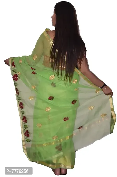 Women's Kota Doria Cotton Blend Saree With Blouse Piece (262146621_Green)-thumb4