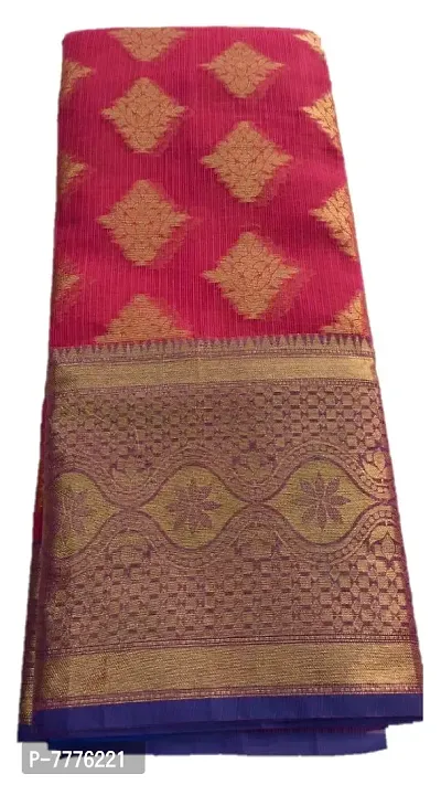 Anny Designer women's kota doria saree with zari heavy work & heavy pallu, heavy blouse piece/girls saree with blouse piece (free size) (Amaranth Red)-thumb0