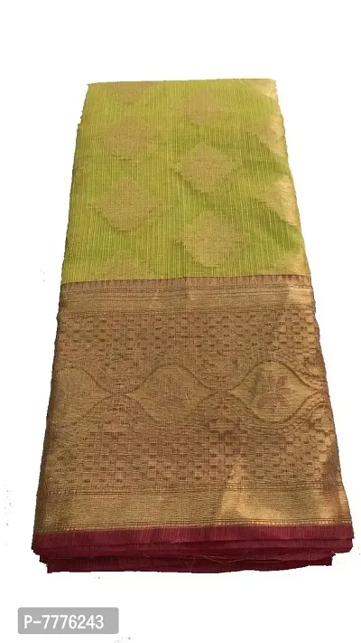 Anny Designer Women's Kota Doria Saree with Zari Work and Heavy Pallu with Blouse Piece (AD-59647123, Android Green with Multicolour)
