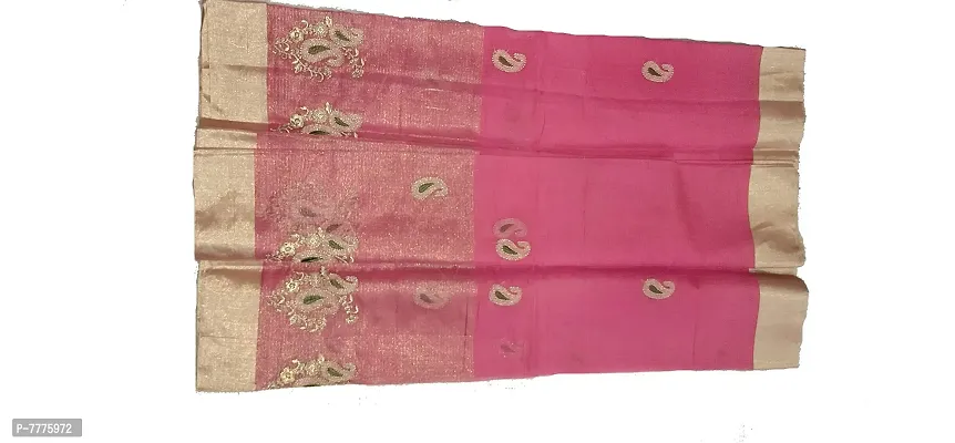 Women's & Girl's Banarasi Synthetic Saree With Blouse Piece (jp-8547114521_Pink & Gold)-thumb4