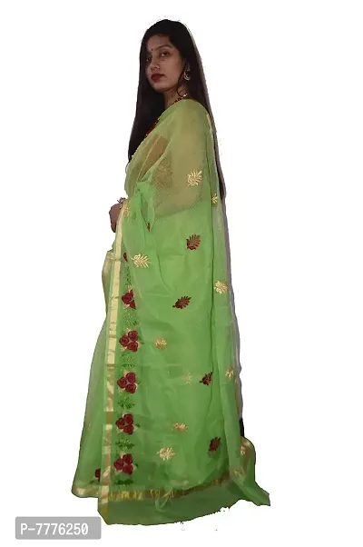 Women's Kota Doria Cotton Blend Saree With Blouse Piece (262146621_Green)-thumb2