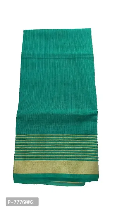 Anny Designer women's kota doria plain cotton saree/girl's sari with blouse piece (free size)(Dark Cyan Blue)-thumb0