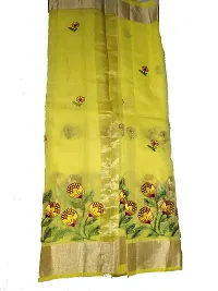 JP Women's Synthetic Kota Doria Applique Floral Work and Golden Border Banarasi Saree (jp-854712565214, Multicolour)-thumb1