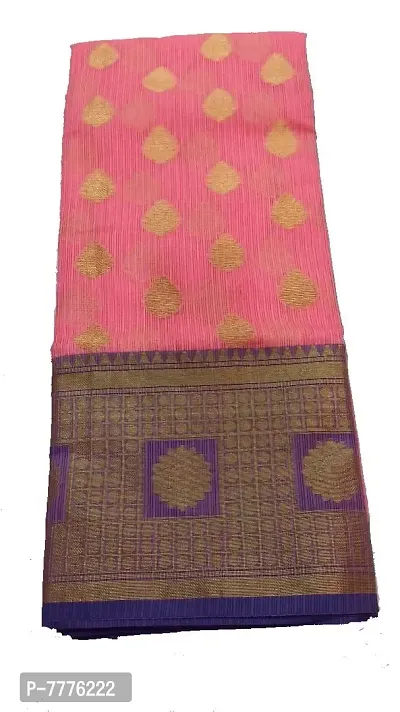Anny Designer women's kota doria saree with zari heavy work & heavy pallu, heavy blouse piece/girls saree with blouse piece (free size)(Dark Pink)