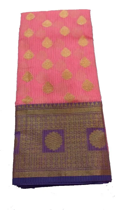 Kota Doria Sarees With Resham Pallu And Heavy Blouse Piece