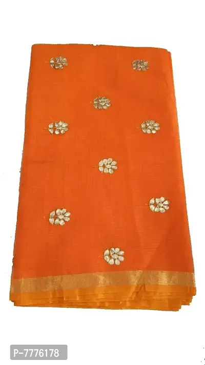 Women's Banarasi Synthetic Saree With Blouse Piece (jp-85471255968_Orange, Golden)