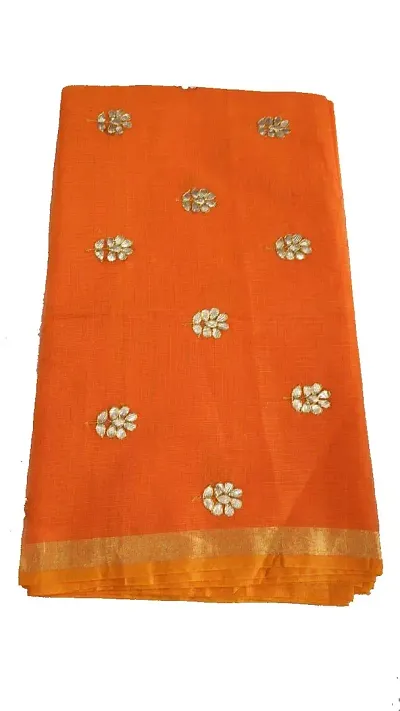 Women's Banarasi Synthetic Saree With Blouse Piece (jp-85471255968_Orange, Golden)