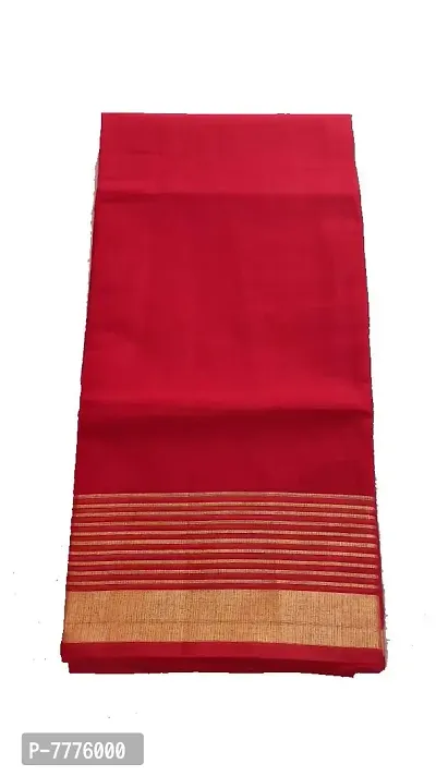 Anny Designer women's kota doria plain cotton saree/girl's sari with blouse piece (free size)(Cadmium Red)