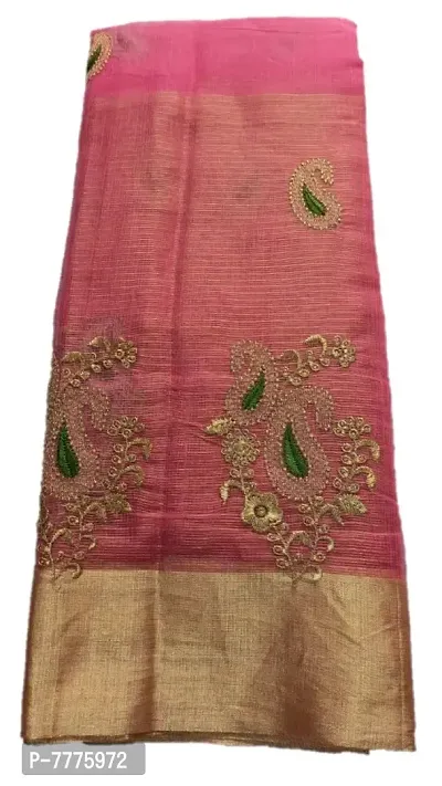 Women's & Girl's Banarasi Synthetic Saree With Blouse Piece (jp-8547114521_Pink & Gold)-thumb0