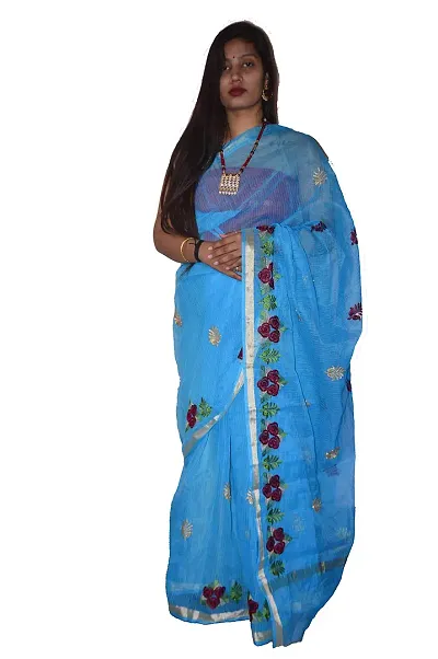 Women's & Girl's Kota Doria Saree with Blouse Piece (262146621_Blue)