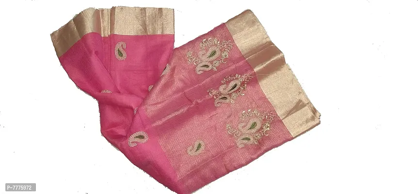Women's & Girl's Banarasi Synthetic Saree With Blouse Piece (jp-8547114521_Pink & Gold)-thumb3